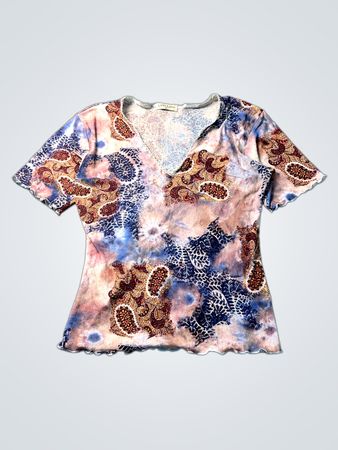 LIPO LIPO T-Shirt mit Paisley-Tie-Dye-Print und V-Ausschnitt