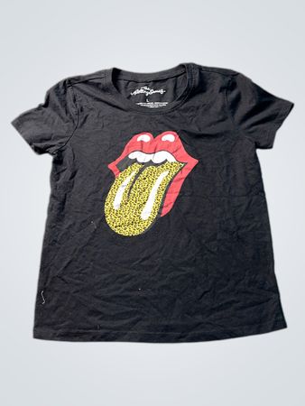 The Rolling Stones schwarzes T‑Shirt mit Zungenlogo