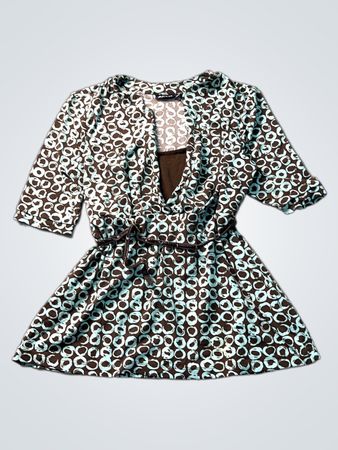 APT. 9 Petite Blau-Braun gemusterte Bluse