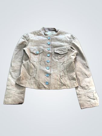 Veste en cuir marron avec boutons