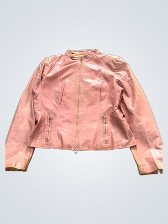 Pink Lederjacke