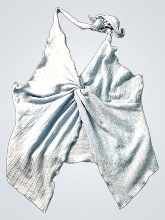 Hellblaues Neckholder-Crop-Top mit Drehung at the front