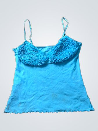 Blaues Spaghettiträger-Top mit strukturiertem Bustier