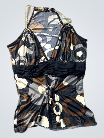 Damen Top mit abstraktem Druck und Neckholder-Ausschnitt
