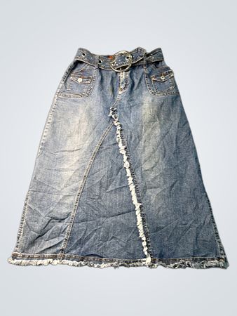 XINJU Damen Maxi-Jeansrock mit Gürtel