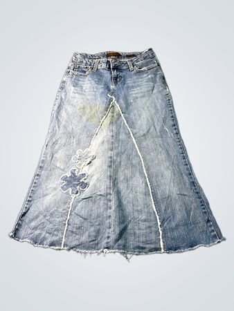 Aéropostale Denim-Maxirock mit Blumenapplikationen