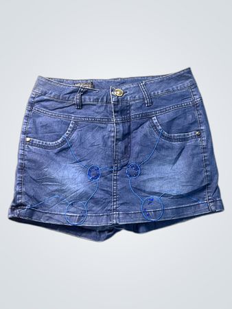 Blaue Denim-Shorts mit Strassbesatz