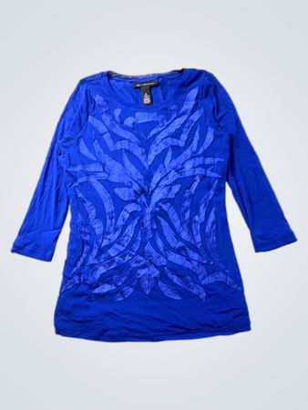 INC International Concepts Blue Graphic Print Long Sleeve Top