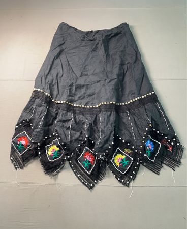 CAROLE LITTLE Damen Rock aus einem Leinen-Mix in Schwarz mit Stickerei