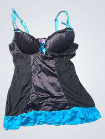 Intimates Schwarzes und Blaues Rüschiges Babydoll