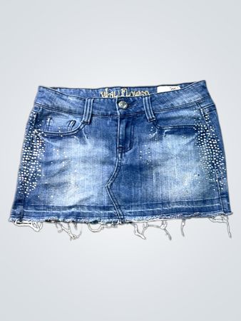 Wall Flower Jeans-Minirock mit Strasssteinen