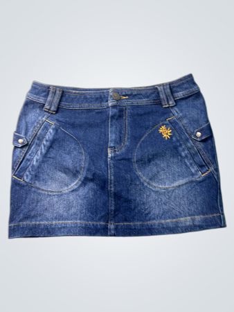 Denim-Minirock mit besticktem Detail