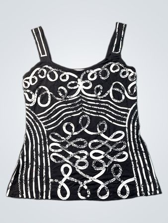 MELANIE LYNE Damen Tanktop mit Schwarz-Weiß-Print