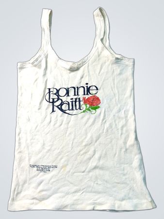 Bonnie Raitt Weißes Tanktop mit Rosenmotiv