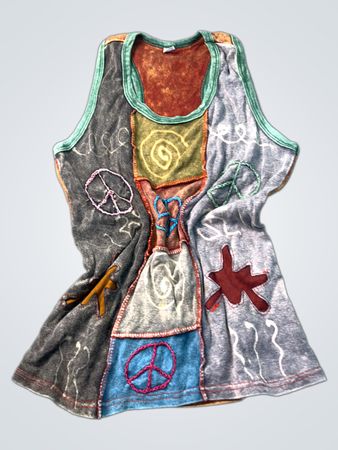 Patchwork-Trägertop mit Peace-Zeichen