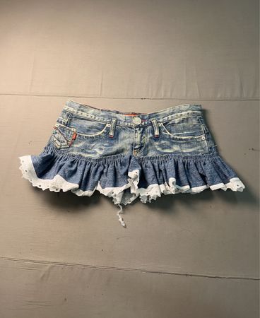 cmc denim wear Minirock mit Spitzenbesatz