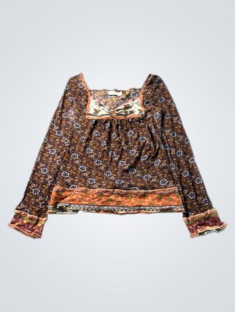 Zara Floraler Print Quadratischer Ausschnitt Langärmliges Oberteil