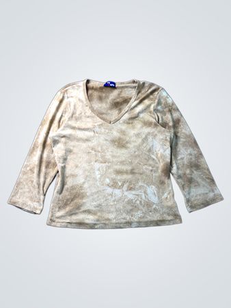 LOVE TOPS Batik-Langarmshirt mit V-Ausschnitt
