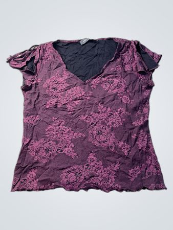 Kiabi Woman lila T-Shirt mit Blumenmuster