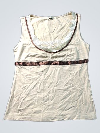 JQ fashion ärmelloses Tanktop mit Spitzenbesatz