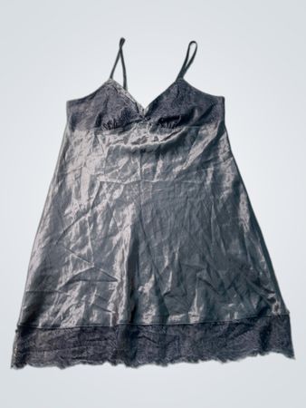 Ambrielle Damen Satin-Negligé mit Spitzenbesatz