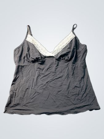 Dunkelgraues Trägershirt mit weißer Spitzenverzierung