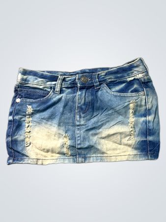 Blauer Jeans-Minirock mit Used-Details