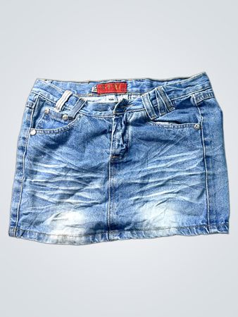 A.PMI Damen Minirock aus blauem Denim
