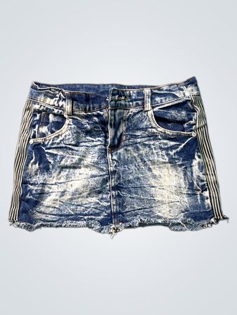 Blauer Jeansrock mit gestreiften Seitenteilen