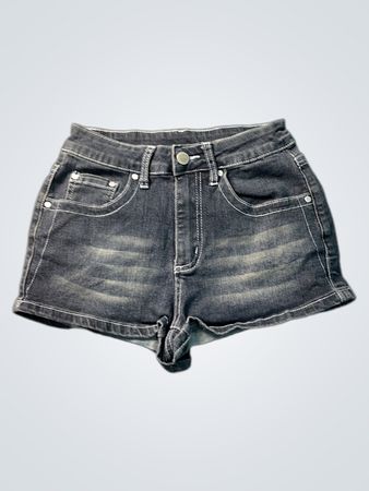 ROMWE Jeansshorts mit Totenkopf- und Flügelverzierung
