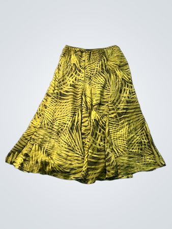 Ruby Rd. Petite Damen Maxi-Rock in Gelb mit Palmenblattdruck