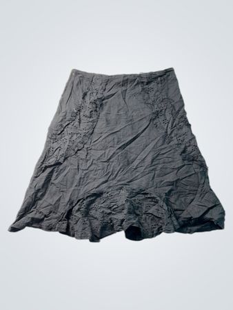 CacQetto Damen Midi-Rock in Grau mit Stickerei