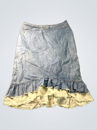 Jussile Jeans Damen Jeans-Midirock mit Rüschen und Spitze