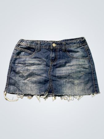 Total Girl Denim-Rock mit fransigem Saum