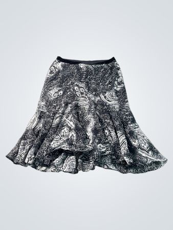 LOUBEN schwarzer-weiß Paisley-Print Midirock 100% Polyester