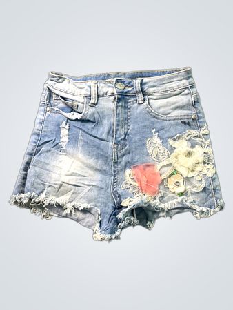 Hallo Miss Denim-Shorts mit floraler Applikation