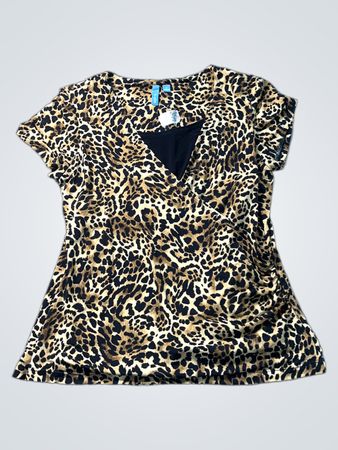 b-slim Leopard-Print V-Ausschnitt-Top