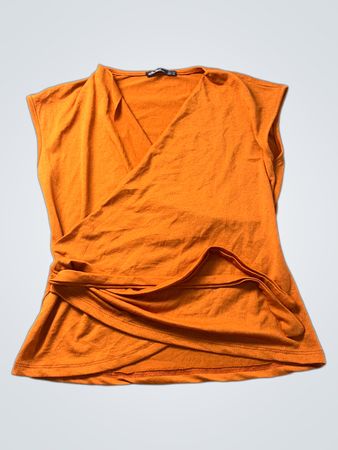 Koket Fashion Orange ärmelloses Wickel-Oberteil