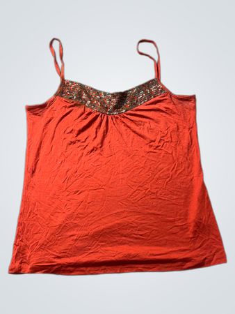 Massimo Dutti Damen-Orange-Camisole mit Pailletten