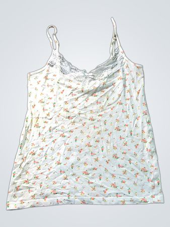 Weißes Camisole mit Blumenmuster und Spitzenbesatz