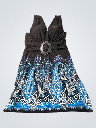 Bizz Pink Paisley Print Neckholderkleid mit Schnallendetail