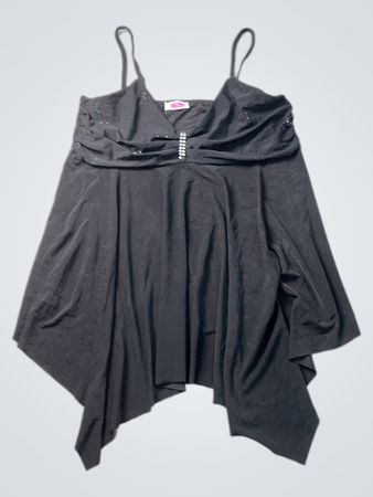 C'belle Paris Schwarzes verziertes asymmetrisches Tanktop