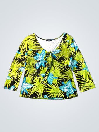 Havenbleu Damen Top mit tropischem Print und Knoten vorn