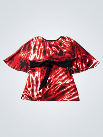 JZ Rot-weißes Batik-Kimono-Ärmeltop