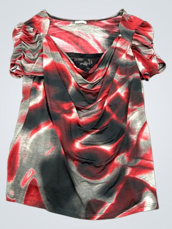 Clientele Women's Tie-Dye Print Cowl Neck Top