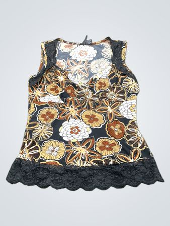 NEW DIRECTIONS Floral Lace Trim Tank Top