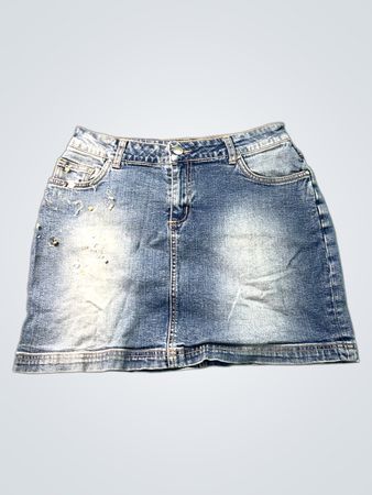 Damen Jeansrock in Blau mit Verzierungen