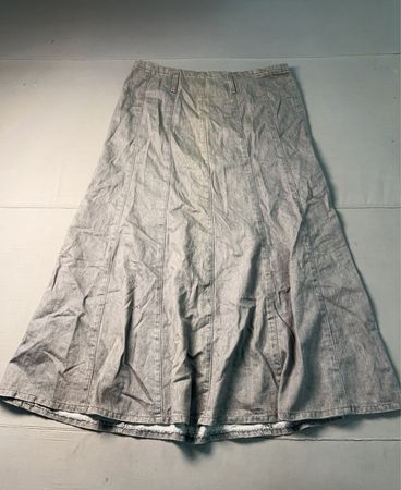 Per Una Damen grauer Denim A-Linien-Midirock