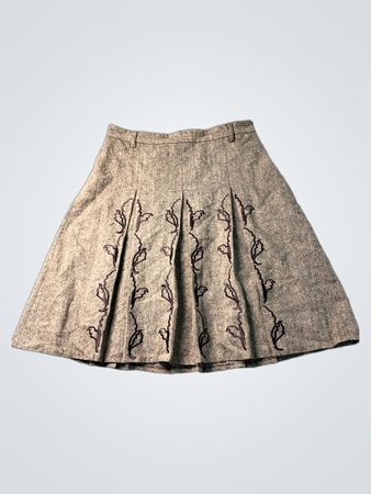 nowON Damen Falten-Tweedrock mit Stickerei