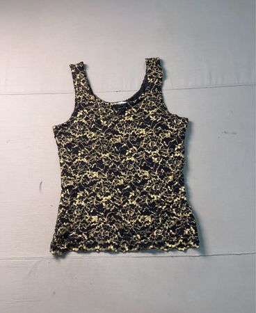 Dressbarn Schwarz- und Gold-Spitzen-Top